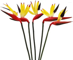 Fleurs décoratives 5pcs Bird of Paradise Plante artificielle 23 pouces Plantes de verdure intérieure Fake Flower Bouquet pour décor pour une fête de mariage à la maison