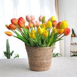 Fleurs décoratives 5pcs / bouquet Artificiel Tulip Silicone tiges de la sens