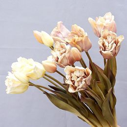 Fleurs décoratives 5 pièces/bouquet Real Touch Latex baroque tulipes artificielles pour la décoration de la maison mariage Pography