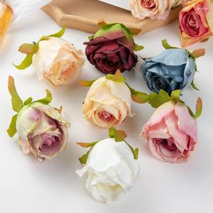 Decoratieve bloemen 5 -st verbrande rand tuin rozen boog plakboeking bruiloft kransen diy candy box kerst huis decor een pet kunstmatige muur