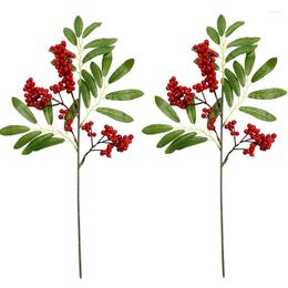 Decoratieve bloemen 5 stks kerstdecoraties kunstmatige rode fruit bayberry Noord -Amerikaanse hulst