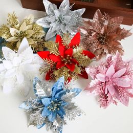 Fleurs décoratives 5pcs décorations de Noël simulation tissu écorquage en peluche en poudre décoration décoration de couronne