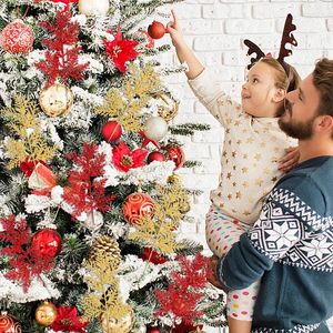 Fleurs décoratives 5pcs décorations d'arbre de Noël Artificial Flower Faute Ornement de pin pour l'année de Noël 2024 Décor