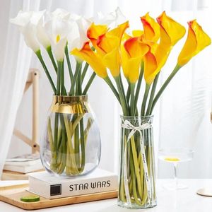 Decoratieve bloemen 5 stks kleurrijke echte touch calla delicate kunst zijden planten artcrafts bruidstafel decoraties modeboeket