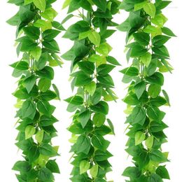 Flores decorativas 5 piezas DIY planta artificial colgante de pared vid falsa corona de hojas enredadera guirnaldas de hiedra hoja verde vegetación ratán decoración del hogar