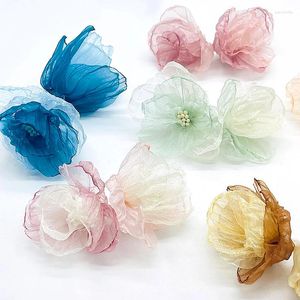 Fleurs décoratives 5pcs Organza à double tête pour bricolage Broo à la main