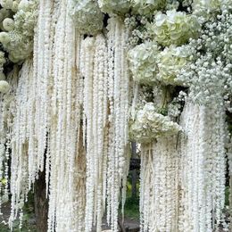 Flores decorativas 5 piezas de flores secas Bouquet White Floral Diseño Decoración de la boda Amaranthu Plantas colgantes naturales reales para el hogar