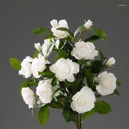 Fleurs décoratives 5pcs simulation de style européen Gardenia fleur salon décoration artificiel mariage accessoire de fêtard féminin cadeau