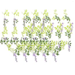 Guirlande de fleurs décoratives, 5 pièces, fausses fleurs, glycine, vigne artificielle suspendue, plantes traînantes