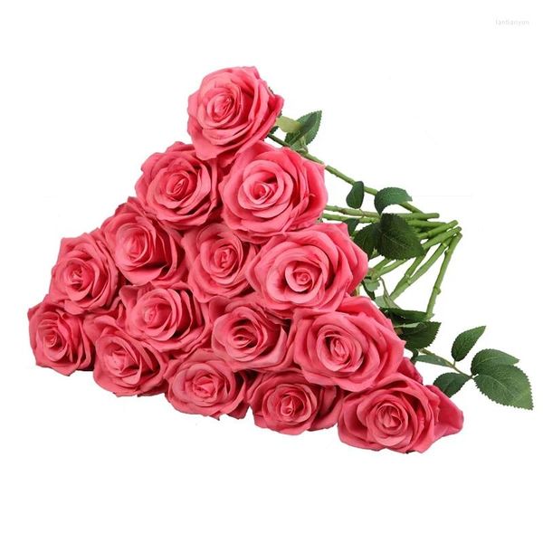 Fleurs décoratives 5 pièces fausses roses soie artificielle fausse fleur de rose longues tiges bouquet pour arrangement pièce maîtresse de mariage fête maison kitch