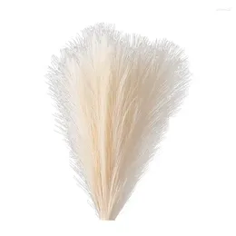 Fleurs décoratives 5pcs Faux Pampas Grass 18in / 45 cm Artificiel 5 tige pour la maison boho (beige)