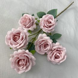 Decoratieve Bloemen 5Pcs Faxu 6heads Sweetheart Rose Zijde Kunstmatige Voor Home Decor Nep Bruiloft Achtergrond Layout