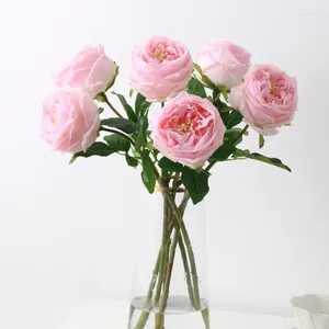Decoratieve bloemen 5-stks handgevoelige hydraterende rozen bruiloft decor Real Touch Fake Rose Bridal Bouquet Home Party Florals