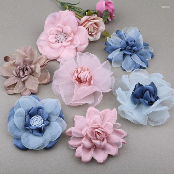 Flores decorativas 5 uds. Accesorios para el cabello hechos a mano Material hilo flor gasa falda ramillete zapatos princesa tocado Decoración