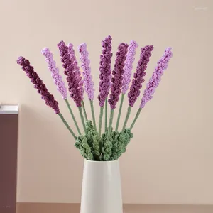 Decoratieve bloemen 5 -stks Handgemaakte lavendel nep Bouquet Haak kunstmatig voor vaasbloemarrangement huwelijksfeestdecoraties