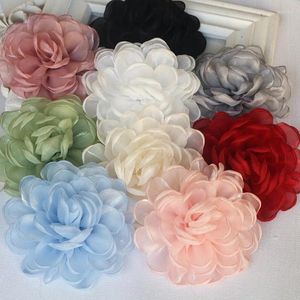 Decoratieve Bloemen 5 stks/partij 10 CM Handgemaakte Grote Chiffon Organza Stof Kunstmatige Gaas Bloem Voor Trouwjurk Hoeden Ketting Slippers