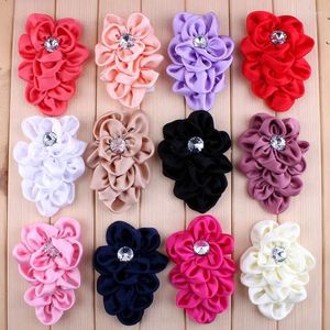 Decoratieve bloemen 5 stks/partij 12colors met bling -knoppen voor bruiloft kunstmatige zachte ichthyosis stof bloemhoofdbanden