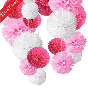 Decoratieve bloemen 5 stks/ perceel 15 cm/ 20 cm Pompon Tissue Paper Pom Poms Flower Balls For Wedding Room Decoration Party Supplies Diy Craft