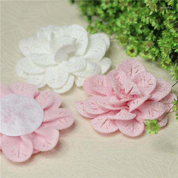 Fleurs décoratives 5 pièces/lot 6CM, fausses fleurs blanches et roses, accessoires pour vêtements, broche faite à la main, matériel en Polyester pour bricolage, A017