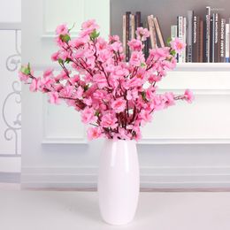 Decoratieve Bloemen 5 stks/partij Kunstmatige Kers Lente Pruim Perzik Bloesem Tak Zijde Plastic Sakua Voor Thuis Bruidsboeket