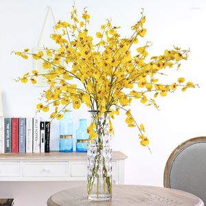 Decoratieve bloemen 5 stks/lot Denisfen Real Touch Flower Long Branch Dancing Orchid Flore Artificial Plants Fake Home Decoration AFO1032