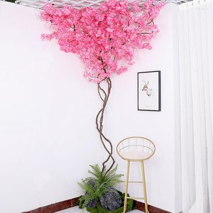 Fleurs décoratives 5 pcs/lot faux arbre de fleurs de cerisier Sakura Branches artificielle soie mariage arc maison décoration murale