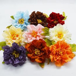 Fleurs décoratives 5pcs / lot grand artificiel pivoine tête de fleur de fleur 9cm en soie fleurie mur de mariage fleuri à la maison