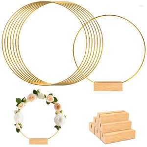 Decoratieve Bloemen 5 Stuks Metalen Bloemen Hoepel Tafel Centerpieces DIY Ambachtelijke Bruiloft Krans Ring Met Kaarthouders Baby Shower Benodigdheden