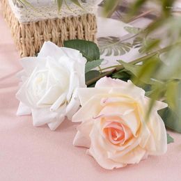 Fleurs décoratives 5pcs bordure humide rose rose réel tactile artificiel décor de mariage bouquet de mariée fausse table de fête à la maison florale