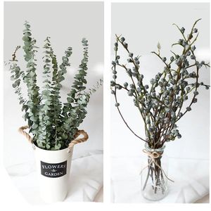 Decoratieve Bloemen 5 Stuks Natuurlijke Bewaarde Eucalyptus Bladeren Wagashi Boeket Echte Gedroogde Bloem Plant Bruiloft Thuis Kerst