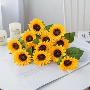 Fleurs décoratives 5pcs de tournesols de soie artificielle