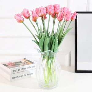 Fleurs décoratives 5 pièces perroquet tulipe fleur artificielle Silicone Real Touch Bouquet 45CM luxe maison salon déco Flores fausse plante
