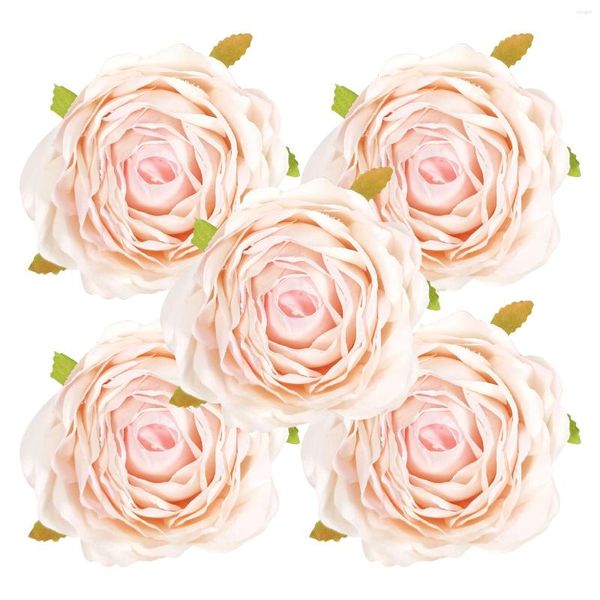 Fleurs décoratives 5pcs fête décor à la maison salon artificielle tête de rose faux pour bouquet de mariée mariage élégant 9cm centre de table bricolage