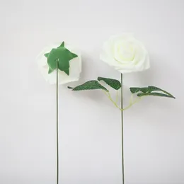 Fleurs décoratives 5 pièces PE mousse papier Rose têtes de fleurs artificielles poignée faux Flores bureau boîte-cadeau décoration couronne salon