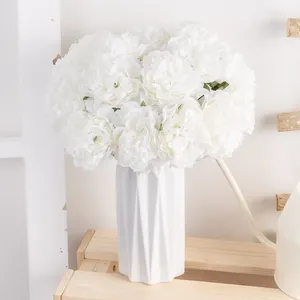 Fleurs décoratives 5pcs Peony Artificial Flower Wedding Home Party Decoration Decoration Hortensea DIY Arrangement de bricolage Fake Bouquet Craft