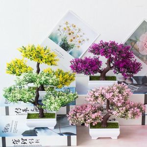 Fleurs décoratives 5 pièces, décoration de Table de chambre, plantes artificielles bonsaï, petit Pot d'arbre, bureau, faux plastique, jardin de maison D