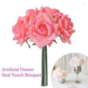 Decoratieve bloemen 5 stks Rozen Kunstmatige Roos Bloem Tak Nep Voor Bruiloft Woondecoratie Hoge Kwaliteit Faux Als Echt