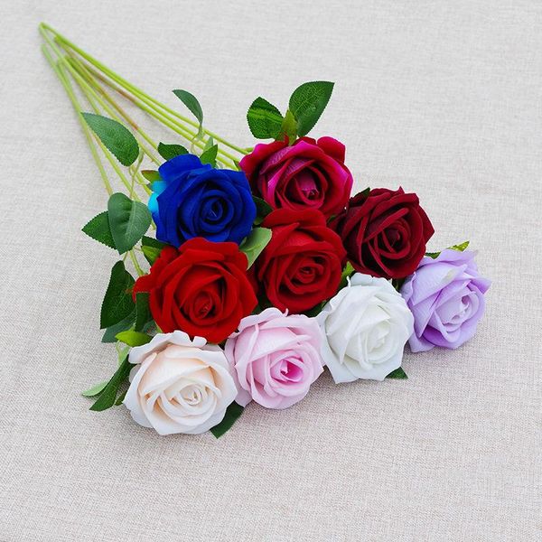 Fleurs décoratives 5 pièces/ensemble artificielle haute qualité soie Faux grandes roses rouges tissu fleur 7 Cm Real Touch Rose en vrac décoration de la maison