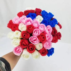 Fleurs décoratives 5pcs Silk Roses Artificial Fake Flower Bouquet Rose Artificielle For Wedding Home Garden Decor Gift Saint Valentin