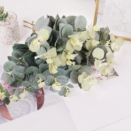 Fleurs décoratives 5 pièces, Simulation de plante d'eucalyptus, Bouquet artificiel, décorations de fête de mariage à domicile, accessoires de photographie