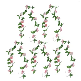 Fleurs décoratives 5pcs Simulation petite rose ratan 9 Pink Artificial Fake Flower Vines pour décoration de mariage