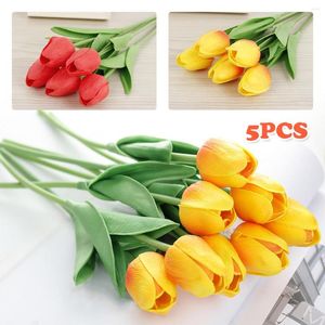 Decoratieve bloemen 5 stks simulatie tulp bloem 31 cm mini kunstmatige nep boeket real touch plastic voor feest