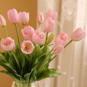 Fleurs décoratives 5pcs Couleurs massives Bouquet de tulip