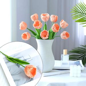 Fleurs décoratives 5pcs tulip artificiel fleur réel touch pu bouquet faux pour la fête de mariage décoration de jardin à la maison