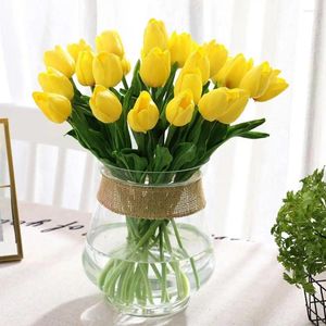 Fleurs décoratives 5pcs Tulip Flower Bouquet artificiel Diy Real Touch Fake Wedding Decoration Garden Garden cadeau