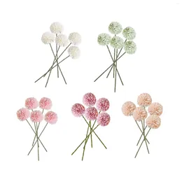 Fleurs décoratives 5pcs Bouquets de mariage décor décor artificiel chrysanthemum balle pour table de décoration de la douche de douche de douche