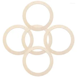 Fleurs décoratives 5pcs Couronnes de couronnes Round Floral Hoop Wood Circle Cames Tames DIY Tools Craft Tools for Wedding Christmas Decorations