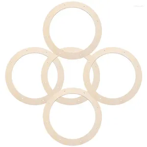 Fleurs décoratives 5pcs Couronnes de couronnes Round Floral Hoop Wood Circle Cames Tames DIY Tools Craft Tools for Wedding Christmas Decorations