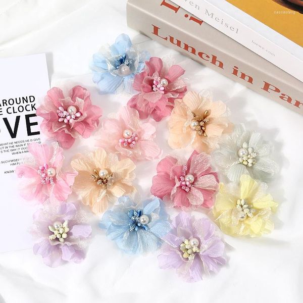 Fiori decorativi 5 pezzi Filato Stami artificiali Perla Decorazione di nozze finta Fai da te Ghirlanda per capelli da sposa Accessori per abiti da ragazza