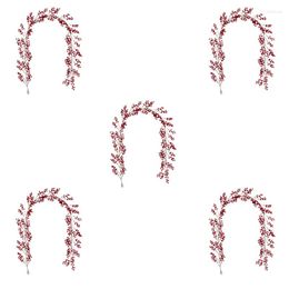 Fleurs décoratives 5X 6.39FT guirlande de noël baie rouge artificielle flexible pour décor de décoration de cheminée